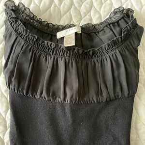 Kenar Black Knit Top with Sheer Detailing at Top